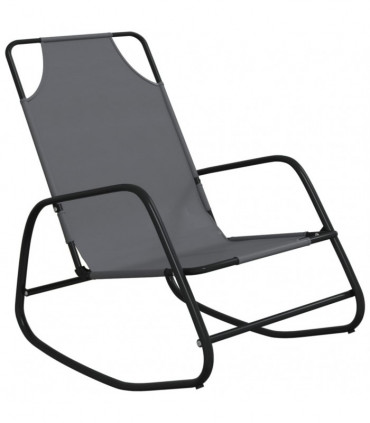 Rocking Sun Loungers 2 pcs Grey Steel and Textilene