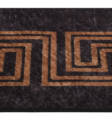 Rug Washable 80x150 cm Black and Gold Anti Slip