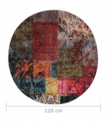 Rug Washable Patchwork φ120 cm Multicolour Anti Slip