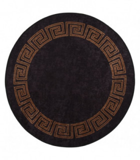 Rug Washable φ120 cm Black and Gold Anti Slip