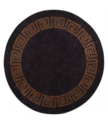 Rug Washable φ120 cm Black and Gold Anti Slip