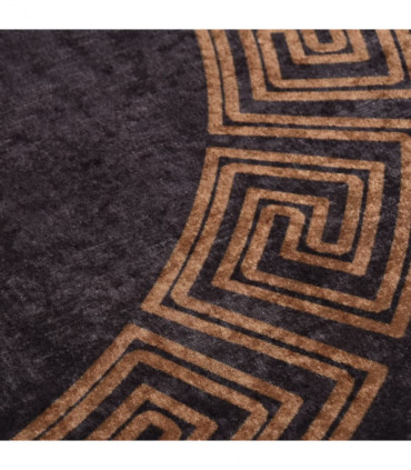 Rug Washable φ120 cm Black and Gold Anti Slip