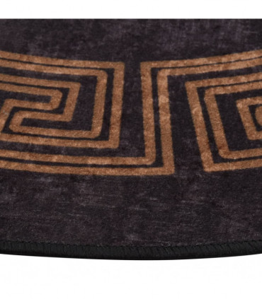 Rug Washable φ120 cm Black and Gold Anti Slip