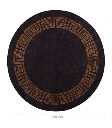 Rug Washable φ120 cm Black and Gold Anti Slip
