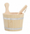Sauna Bucket and Ladle Set Solid Wood Pine