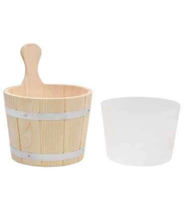 Sauna Bucket and Ladle Set Solid Wood Pine