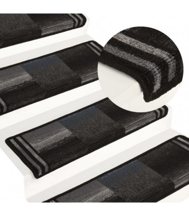 Self-adhesive Stair Mats 15 pcs 65x25 cm Black and Grey