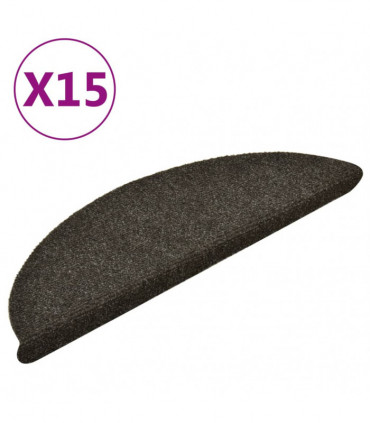 Self-adhesive Stair Mats 15pcs Light Brown 56x17x3cm Needle Punch