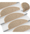Self-adhesive Stair Mats Sisal-Look 15 pcs 56x20 cm Dark Beige