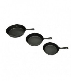 Set of 3 BBQ Steak Pans Cast Iron