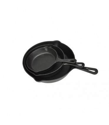 Set of 3 BBQ Steak Pans Cast Iron