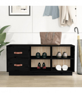Shoe Bench Black 100x34x45 cm Solid Wood Pine