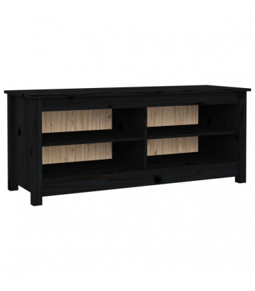 Shoe Bench Black 110x38x45.5 cm Solid Wood Pine
