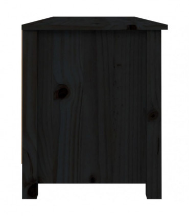 Shoe Bench Black 110x38x45.5 cm Solid Wood Pine