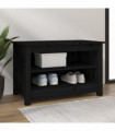 Shoe Bench Black 70x38x45.5 cm Solid Wood Pine
