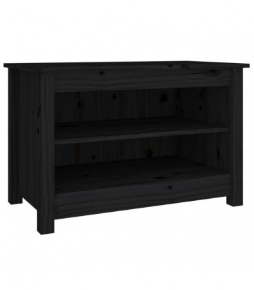 Shoe Bench Black 70x38x45.5 cm Solid Wood Pine