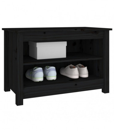 Shoe Bench Black 70x38x45.5 cm Solid Wood Pine