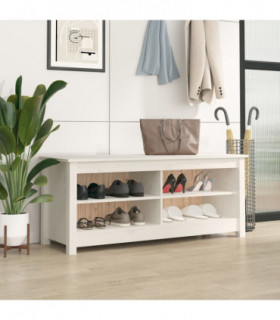 Shoe Bench White 110x38x45.5 cm Solid Wood Pine