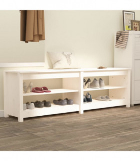 Shoe Bench White 160x36.5x50 cm Solid Wood Pine