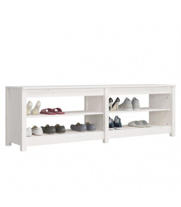 Shoe Bench White 160x36.5x50 cm Solid Wood Pine