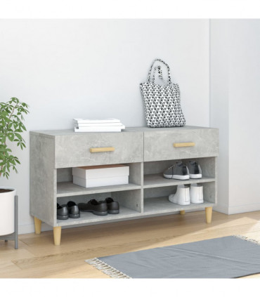 Shoe Cabinet Concrete Grey 102x35x55 cm Engineered Wood