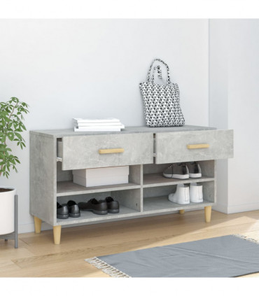 Shoe Cabinet Concrete Grey 102x35x55 cm Engineered Wood