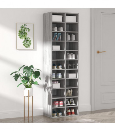Shoe Cabinet Grey Sonoma 54x34x183 cm Engineered Wood