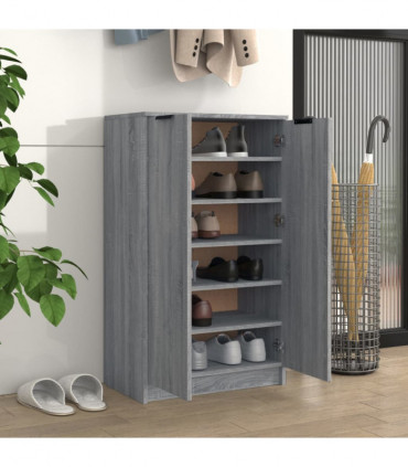 Shoe Cabinet Grey Sonoma 59x35x100 cm Engineered Wood