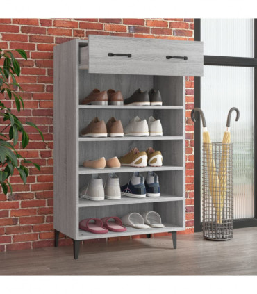 Shoe Cabinet Grey Sonoma 60x35x105 cm Engineered Wood