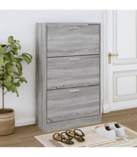 Shoe Cabinet Grey Sonoma 63x24x103 cm Engineered Wood