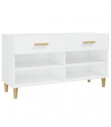 Shoe Cabinet High Gloss White 102x35x55 cm Engineered Wood