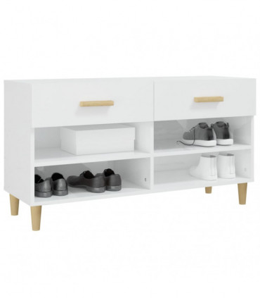 Shoe Cabinet High Gloss White 102x35x55 cm Engineered Wood