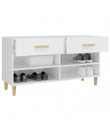 Shoe Cabinet High Gloss White 102x35x55 cm Engineered Wood