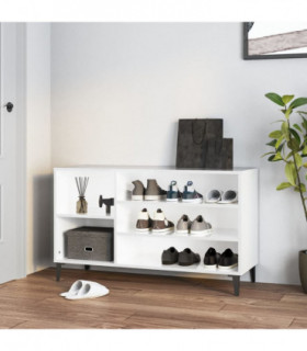 Shoe Cabinet High Gloss White 102x36x60 cm Engineered Wood