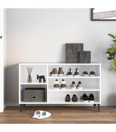 Shoe Cabinet High Gloss White 102x36x60 cm Engineered Wood