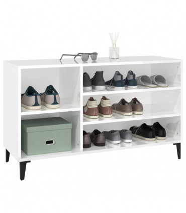 Shoe Cabinet High Gloss White 102x36x60 cm Engineered Wood