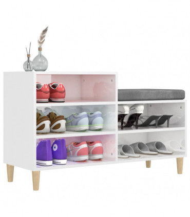 Shoe Cabinet High Gloss White 102x36x60 cm Engineered Wood