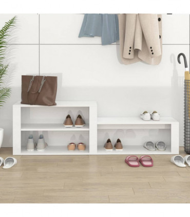 Shoe Cabinet High Gloss White 150x35x45 cm Engineered Wood