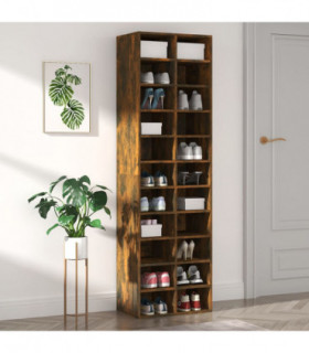 Shoe Cabinet Smoked Oak 54x34x183 cm Engineered Wood