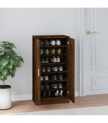 Shoe Cabinet Smoked Oak 55x35x108 cm Engineered Wood