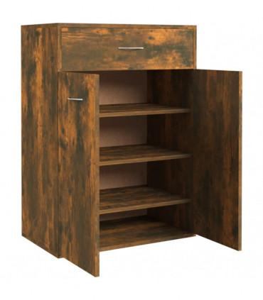 Shoe Cabinet Smoked Oak 60x35x84 cm Engineered Wood