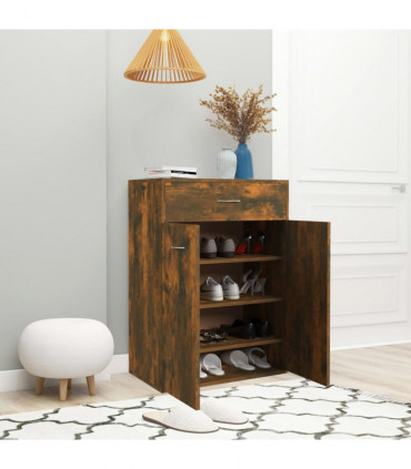 Shoe Cabinet Smoked Oak 60x35x84 cm Engineered Wood