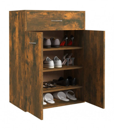 Shoe Cabinet Smoked Oak 60x35x84 cm Engineered Wood