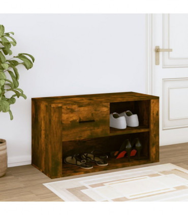 Shoe Cabinet Smoked Oak 80x35x45 cm Engineered Wood