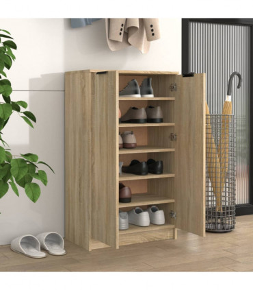 Shoe Cabinet Sonoma Oak 59x35x100 cm Engineered Wood