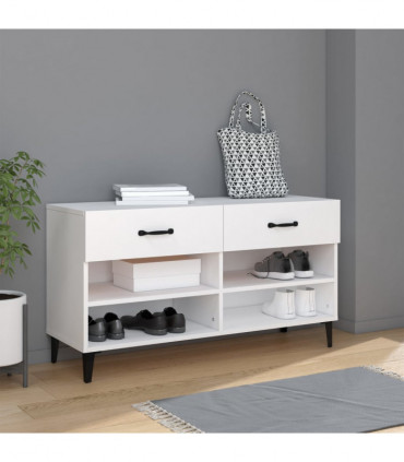 Shoe Cabinet White 102x35x55 cm Engineered Wood