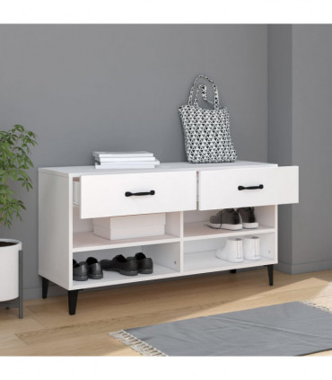 Shoe Cabinet White 102x35x55 cm Engineered Wood