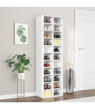 Shoe Cabinet White 54x34x183 cm Engineered Wood