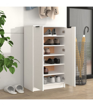 Shoe Cabinet White 59x35x100 cm Engineered Wood