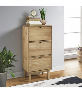 Shoe Cabinet with 3 Drawers Brown Solid Wood Pine